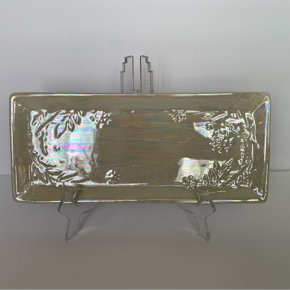 Celebrate it Michaels Noel Christmas platter tray dish ceramic mother of Pearl